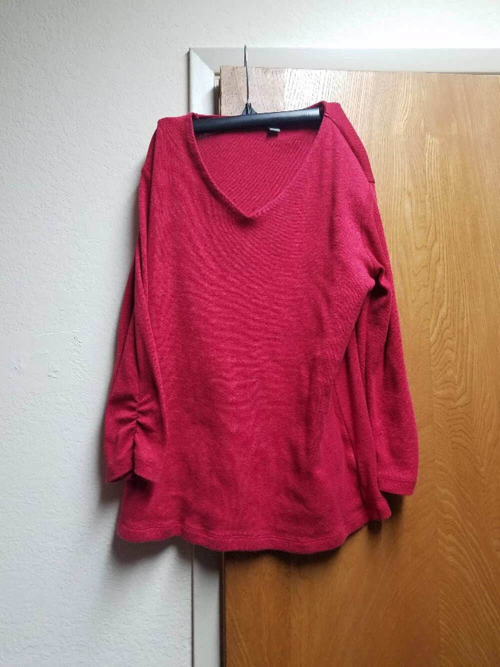 Red Sparkly V-Neck Sweater